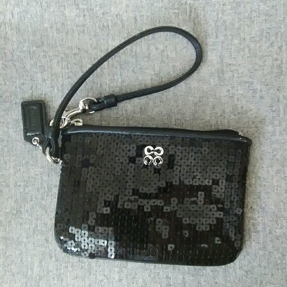 Modern Chic Coach Black Sequin Mini Wristlet